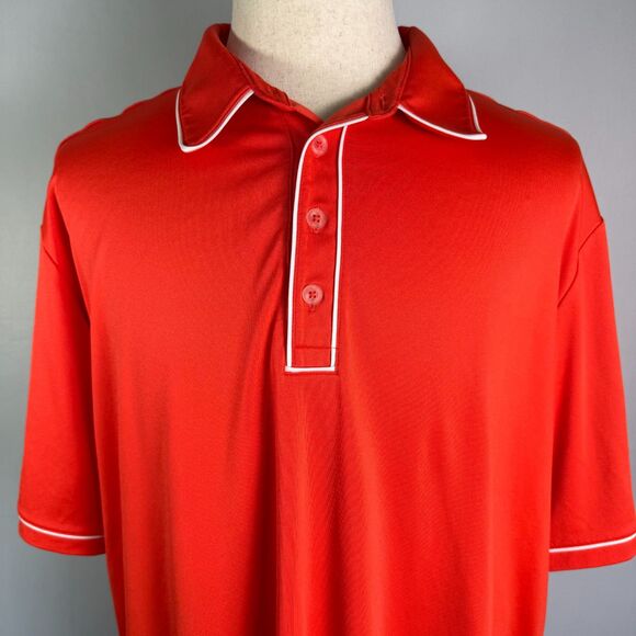 Adidas Pure Motion Red w/White Trim Men's Performance Golf Polo, Size XL - Picture 1 of 11
